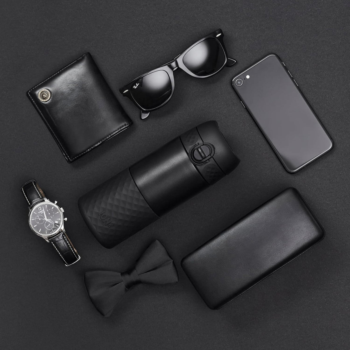 ION8 Insulated Travel Mug, 360 ml/12 oz, Leak Proof, Triple Lock Secure, Spill-Free in Transit, Hygienic Cover, Easy-to-Clean, Perfect On-The-Go, Black, Stainless Steel