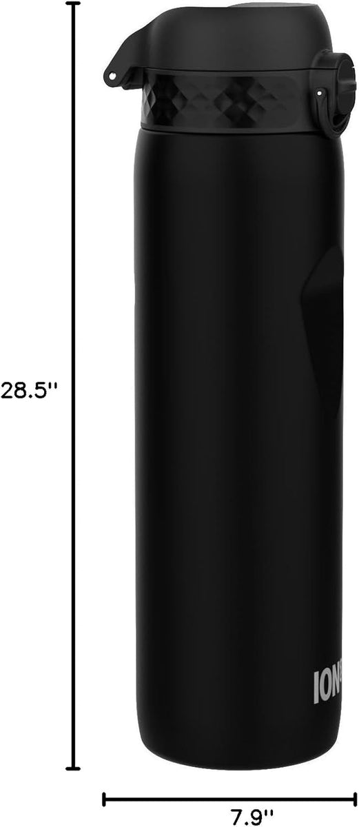 Ion8 Quench 1 Litre Water Bottle, Leak Proof, Flip Lid, Carry Handle, Rapid Liquid Flow, Dishwasher Safe, BPA Free, Soft Touch Contoured Grip, Ideal for Sports and Gym, Carbon Neutral, 32 oz, Black