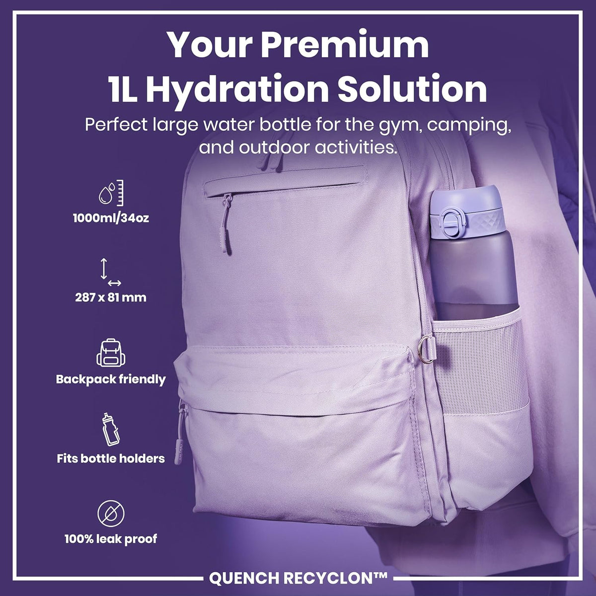Ion8 Quench 32 oz Bottle Light Purple