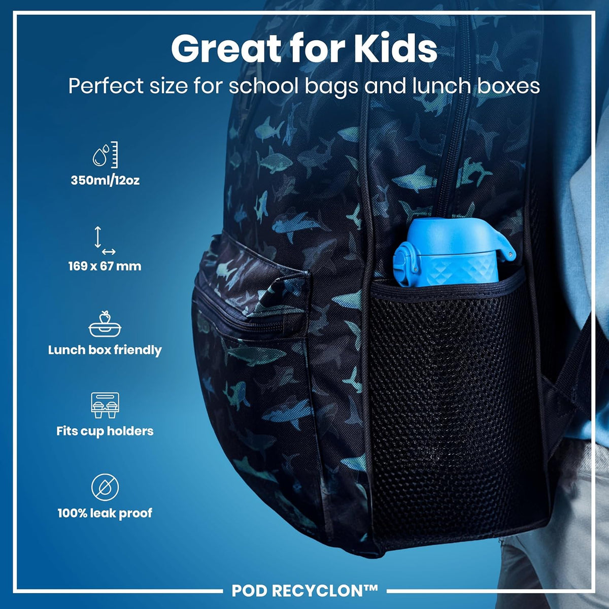 Pod Recyclon 12oz- Aqua Blue