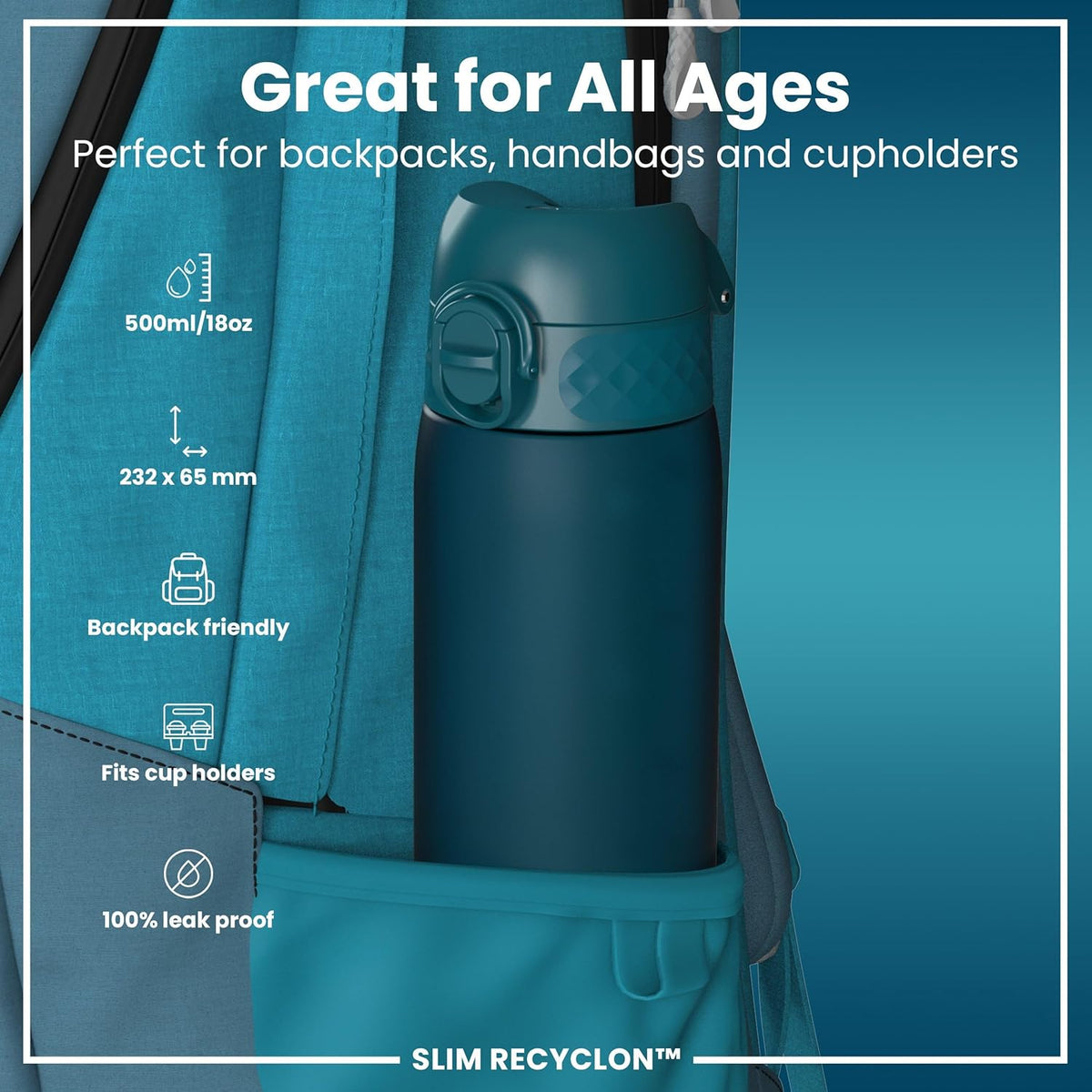 Slim Recyclon 18oz- Aqua Blue