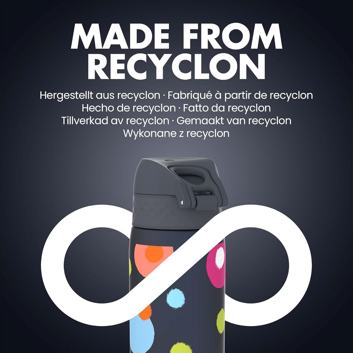 Slim Recyclon 18oz- Navy Blue Spots