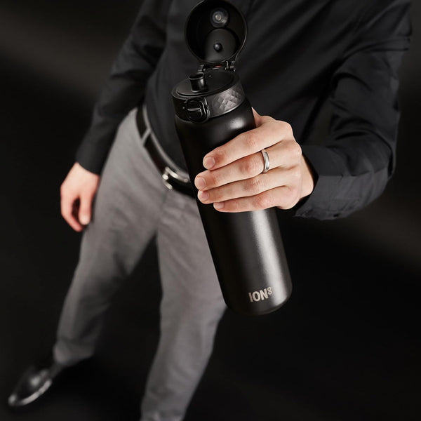Quench 1 Litre Stainless Steel Water Bottle 1200 ml/40 oz Black