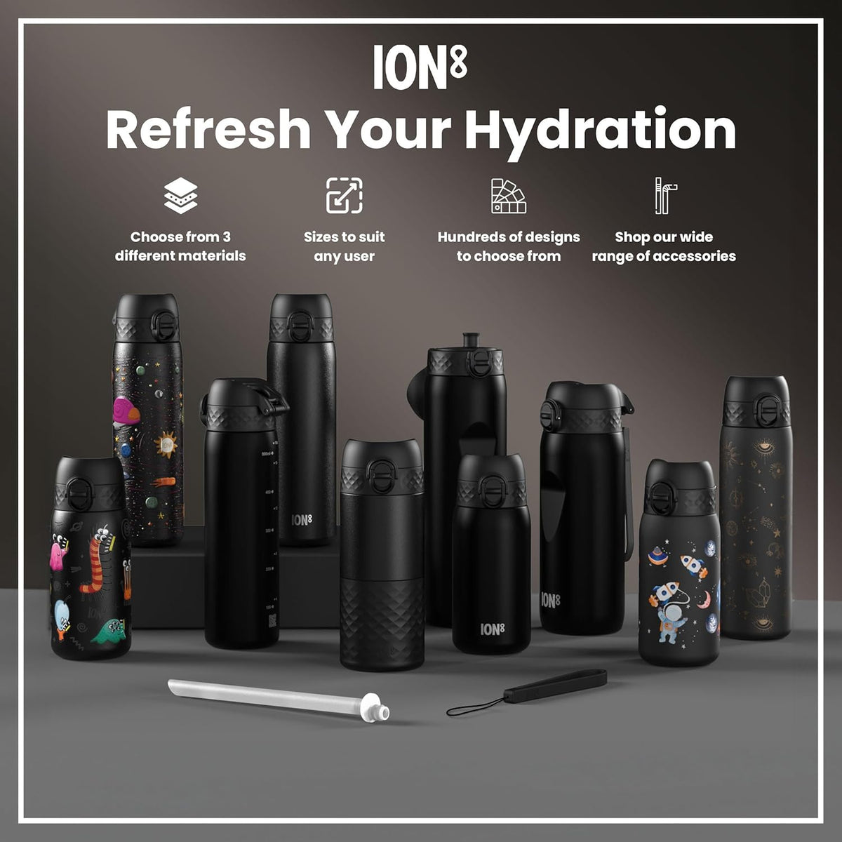 Quench 1 Litre Stainless Steel Water Bottle 1200 ml/40 oz Black