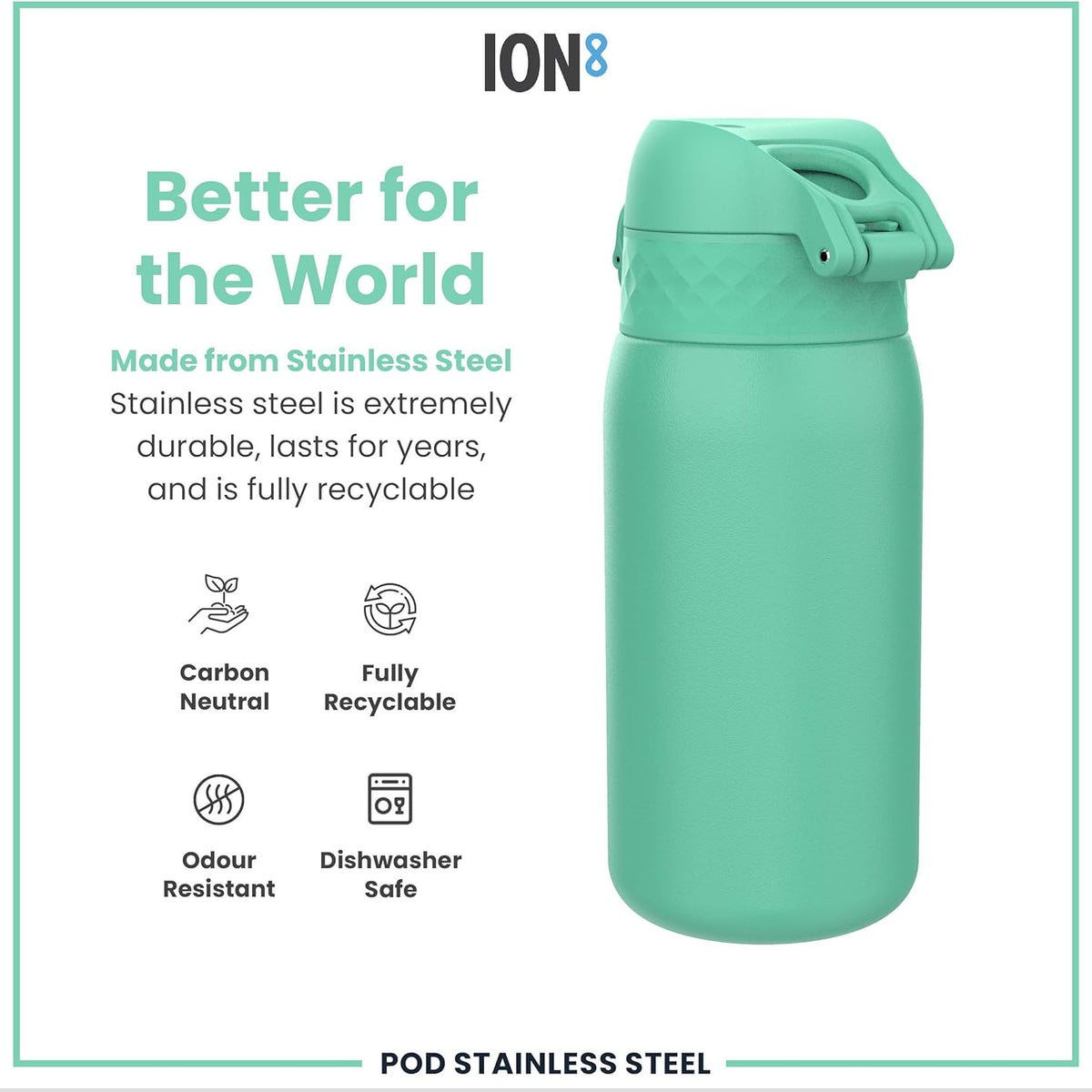Insulated Stainless Steel 13oz Pod - Teal Green