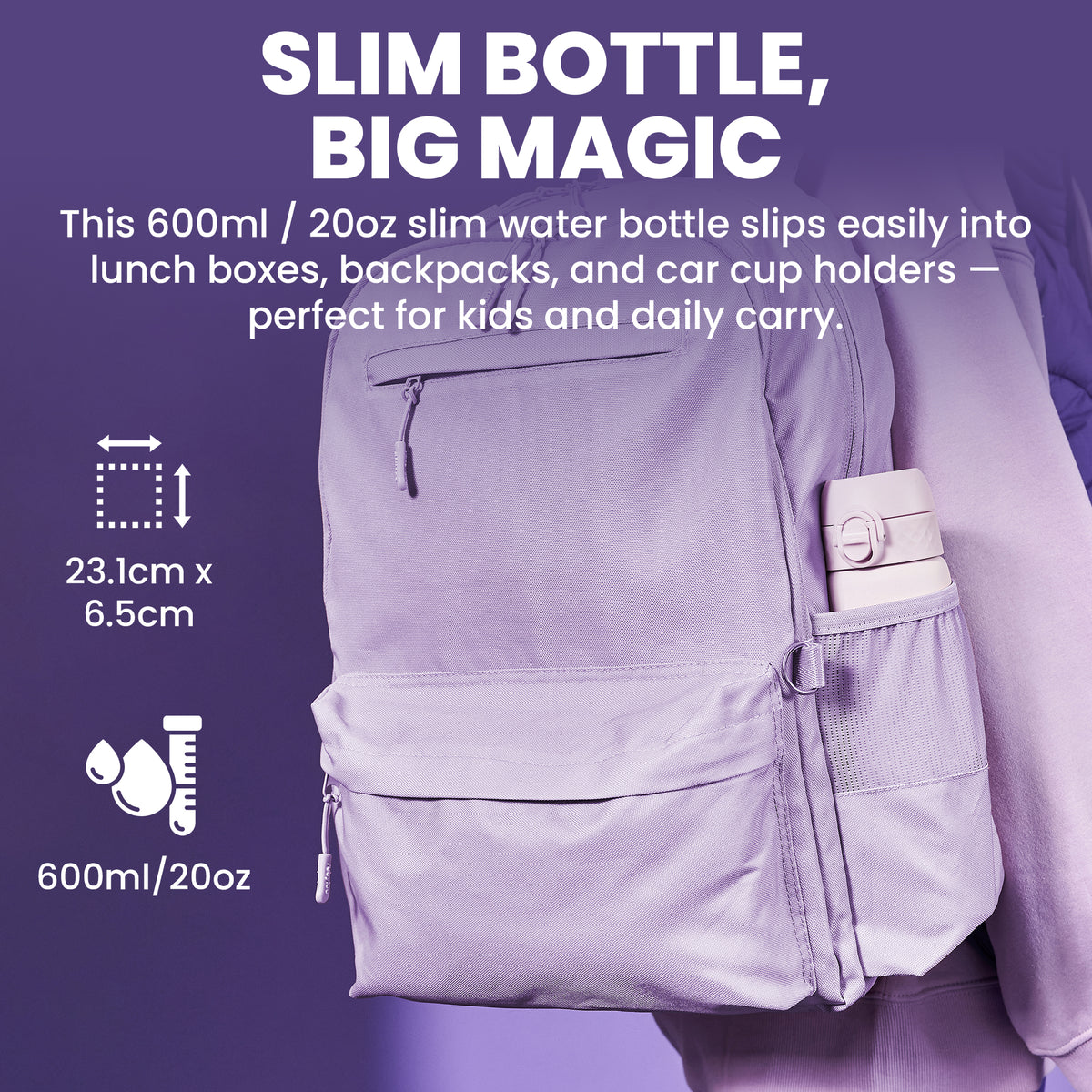 Slim Lightweight Stainless Steel 20oz- Lilac Dusk