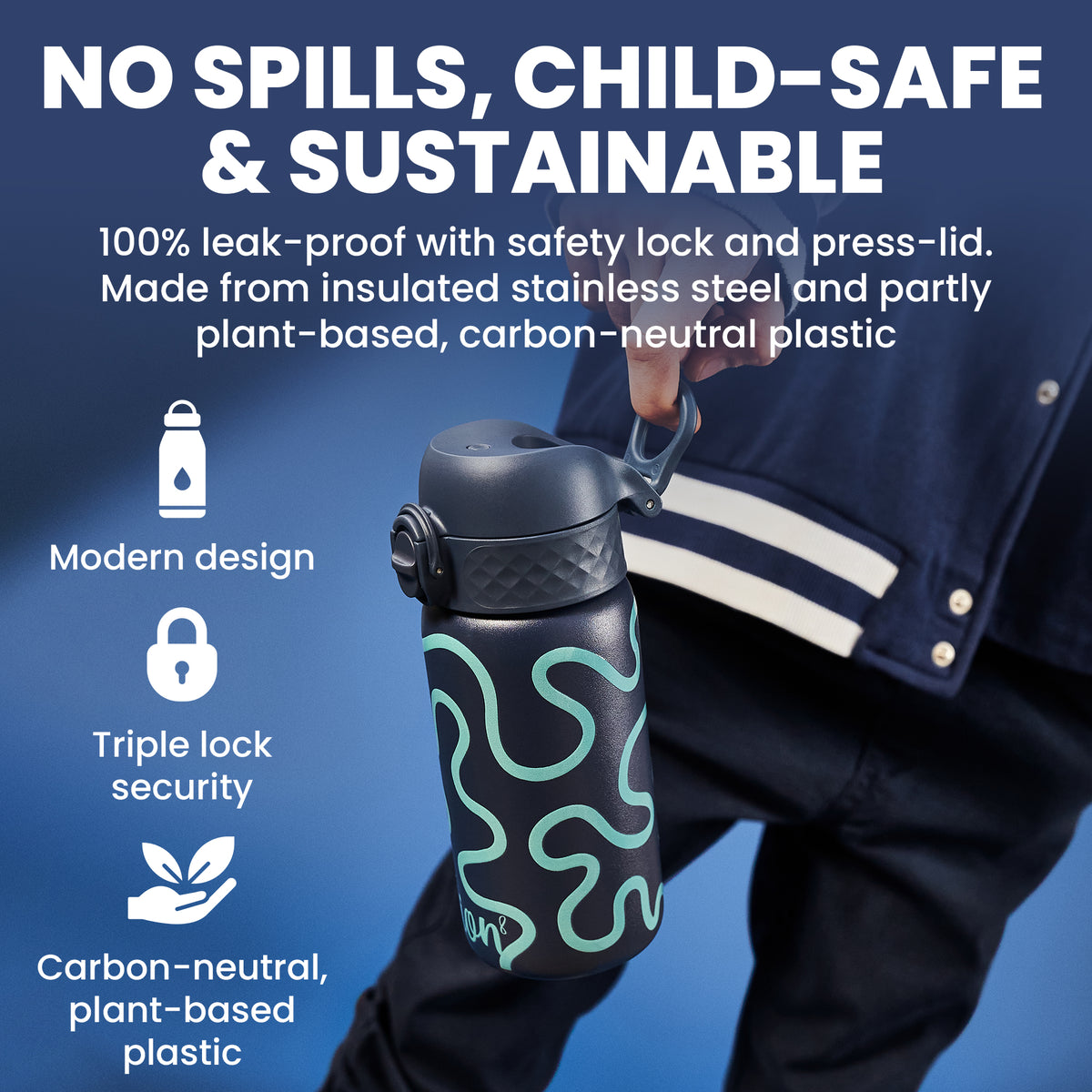 ION8 Pod Insulated Stainless Steel 11oz- Squiggly Lines