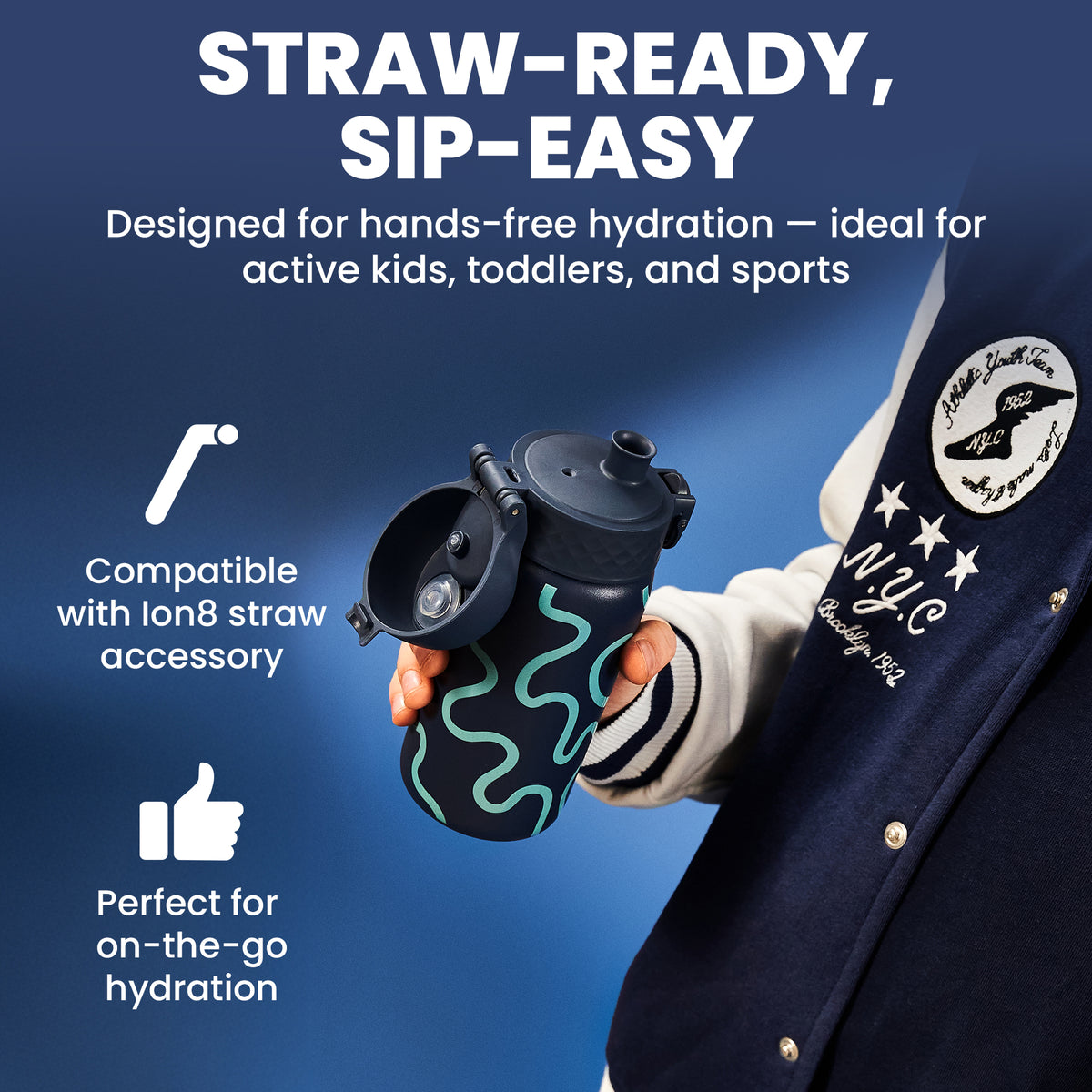 ION8 Pod Insulated Stainless Steel 11oz- Squiggly Lines