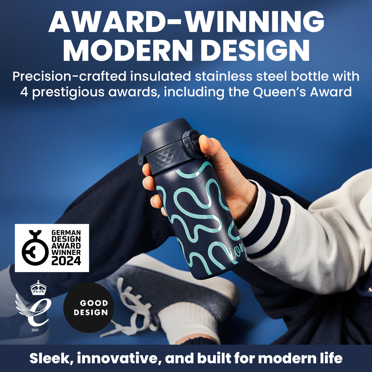 ION8 Pod Insulated Stainless Steel 11oz- Squiggly Lines