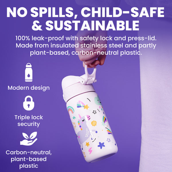 Pod Insulated Stainless Steel 11oz- Unicorns/White Bottle