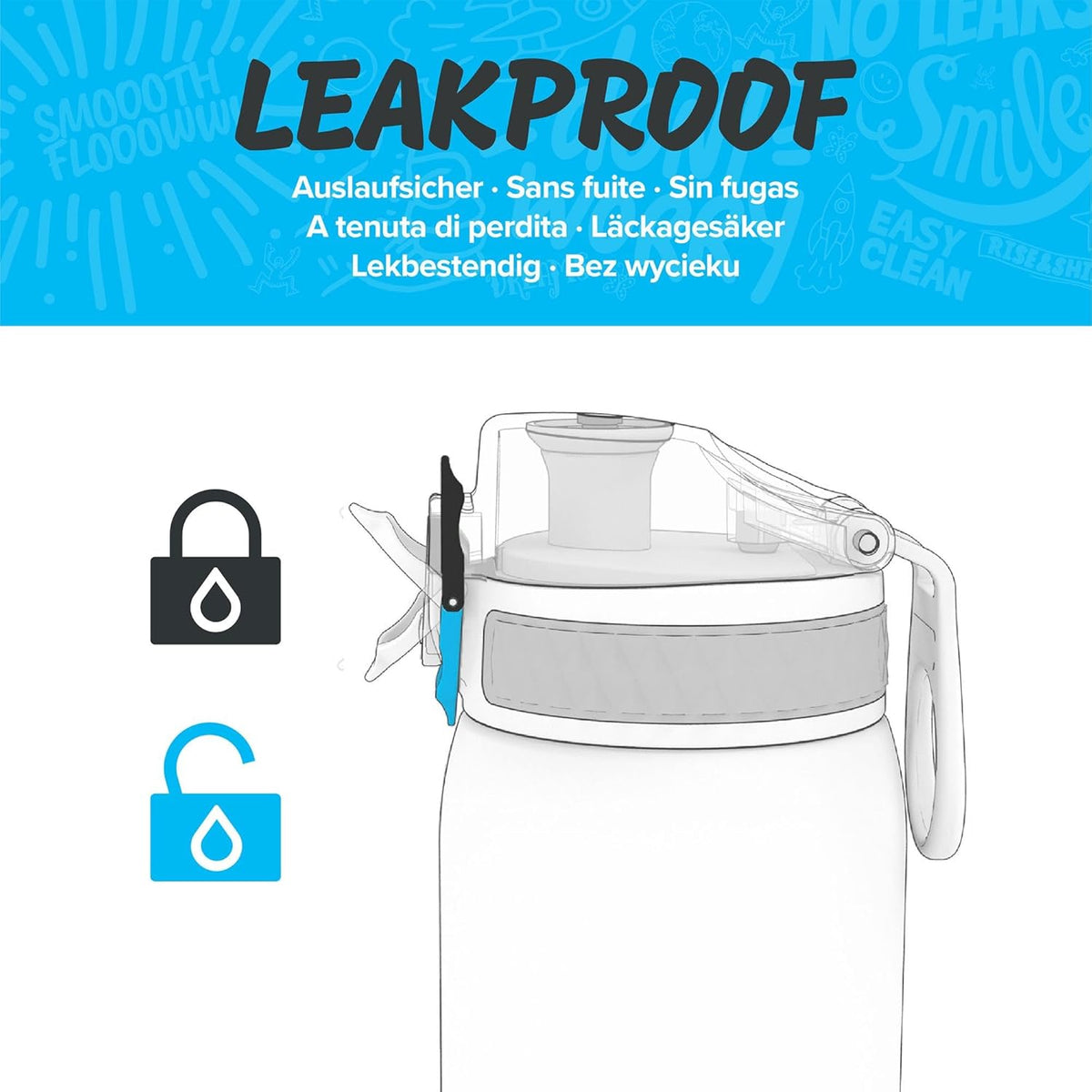 Leak Proof Kids Water Bottle, BPA Free, Dinosaurs, Pod 350ml (12oz)