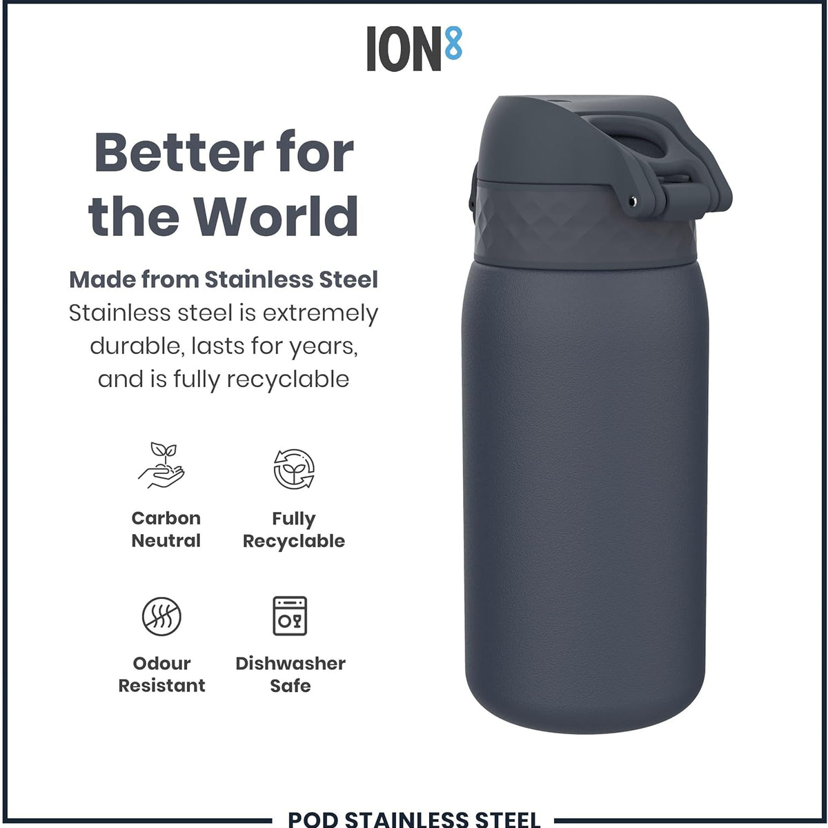 Insulated Stainless Steel Pod 13oz- Ash Navy