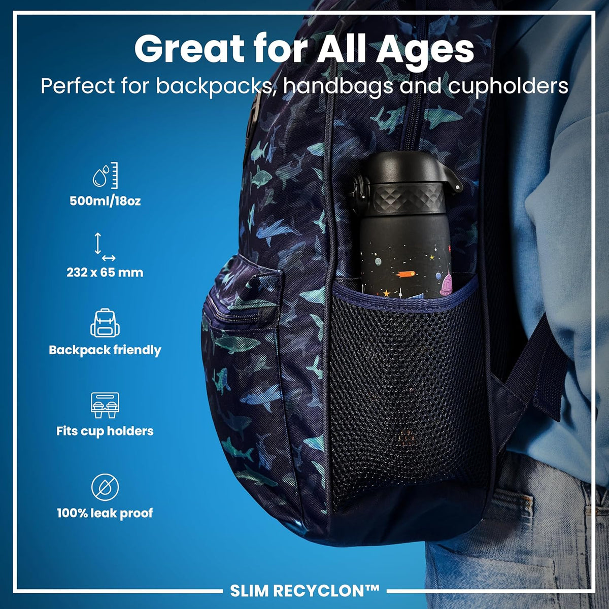 Slim Recyclon 18oz- Spaceships