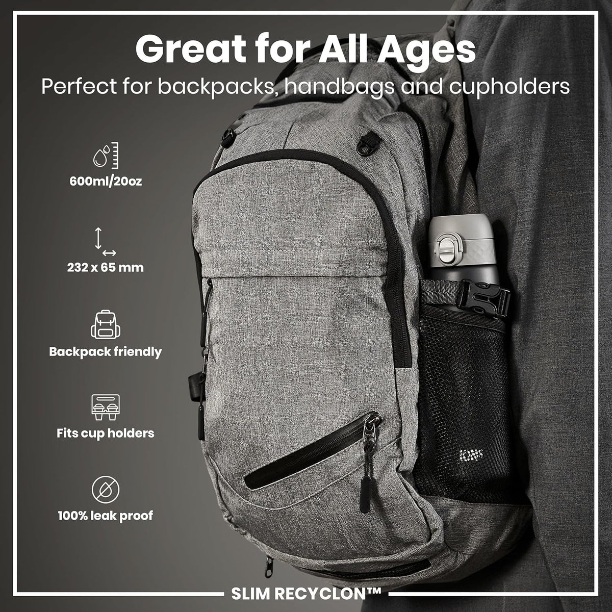 Slim Recyclon 18oz- Grey