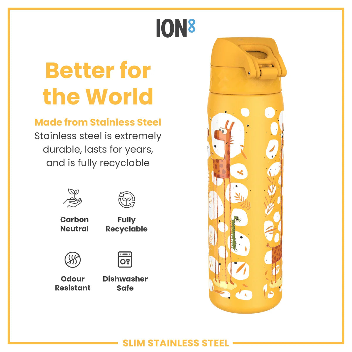 Slim Lightweight Stainless Steel 20oz- Giraffes