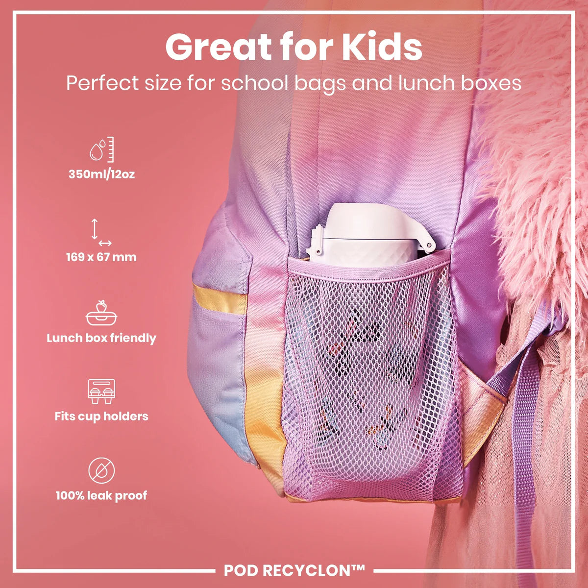 Recyclon Pod 12oz- White Wild Butterfly