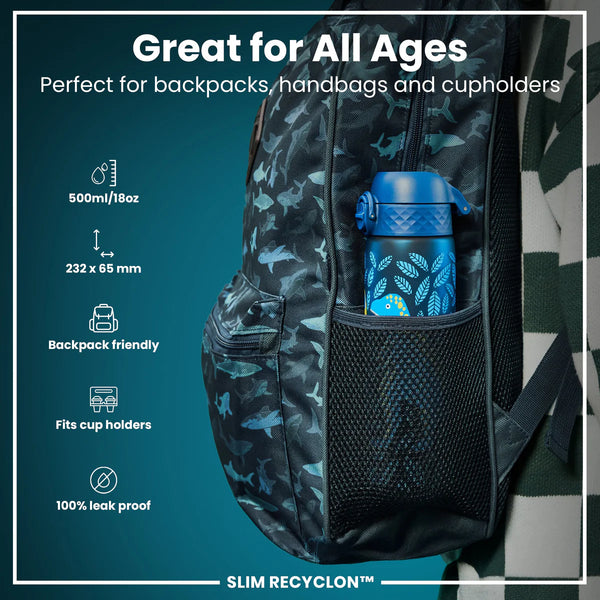 Slim Recyclon 18oz- Deep Teal Dinosaur