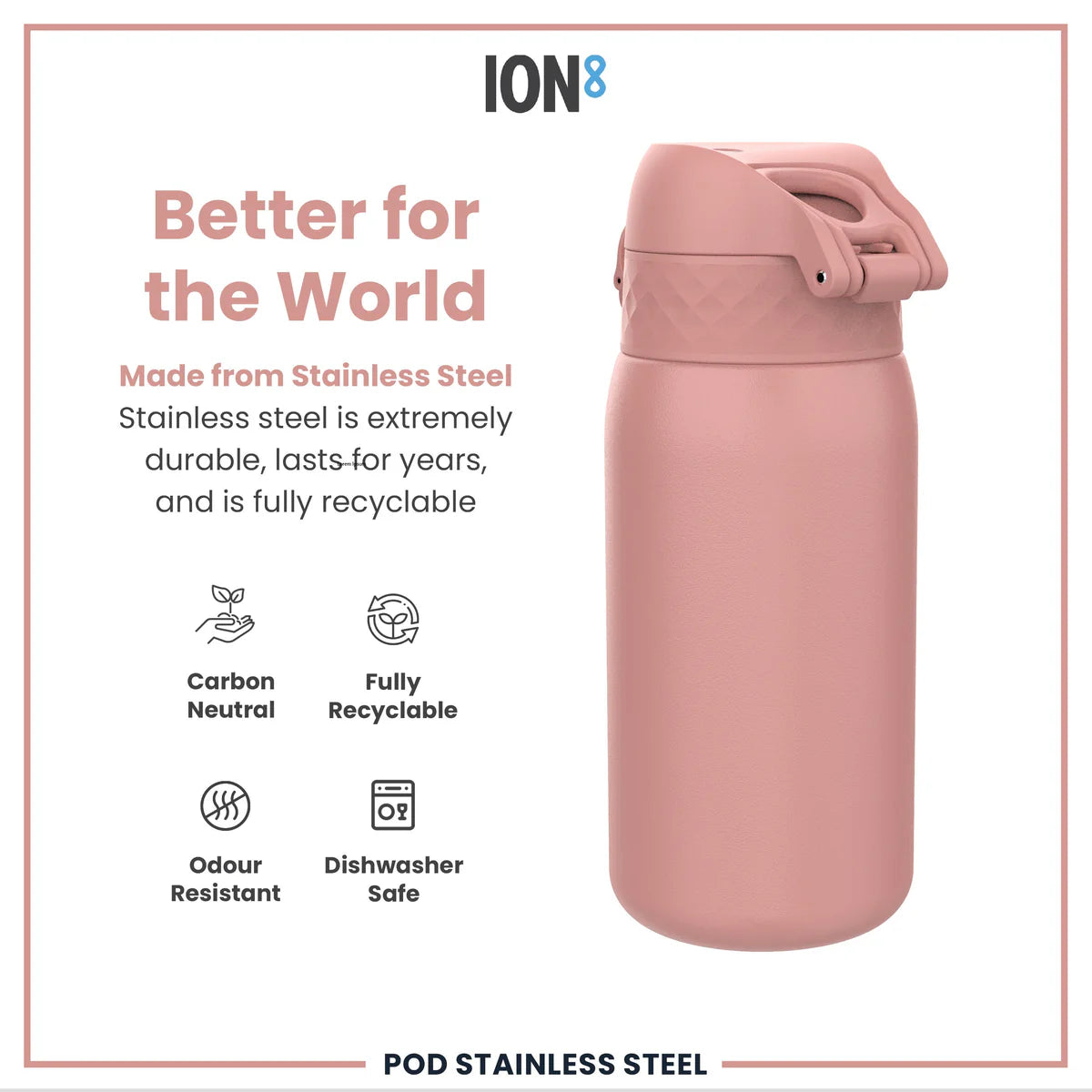 Insulated Stainless Steel 13oz Pod - Ash Rose Pink