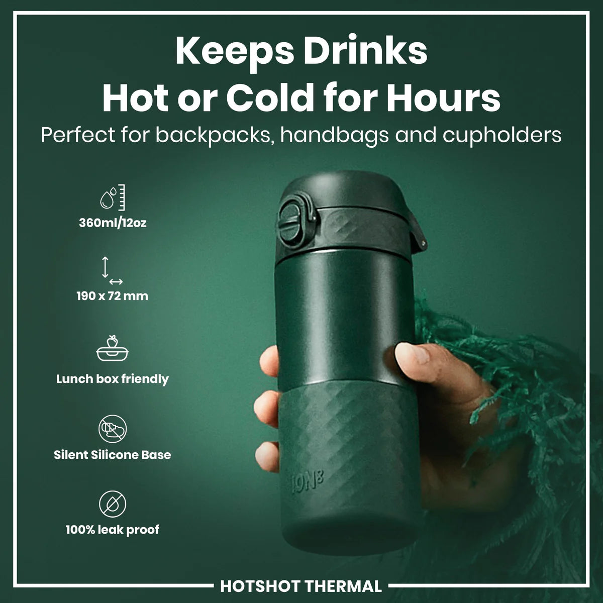 Insulated Stainless Steel Travel Mug 12oz- Dark Green