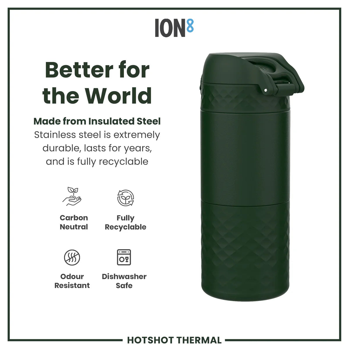 Insulated Stainless Steel Travel Mug 12oz- Dark Green