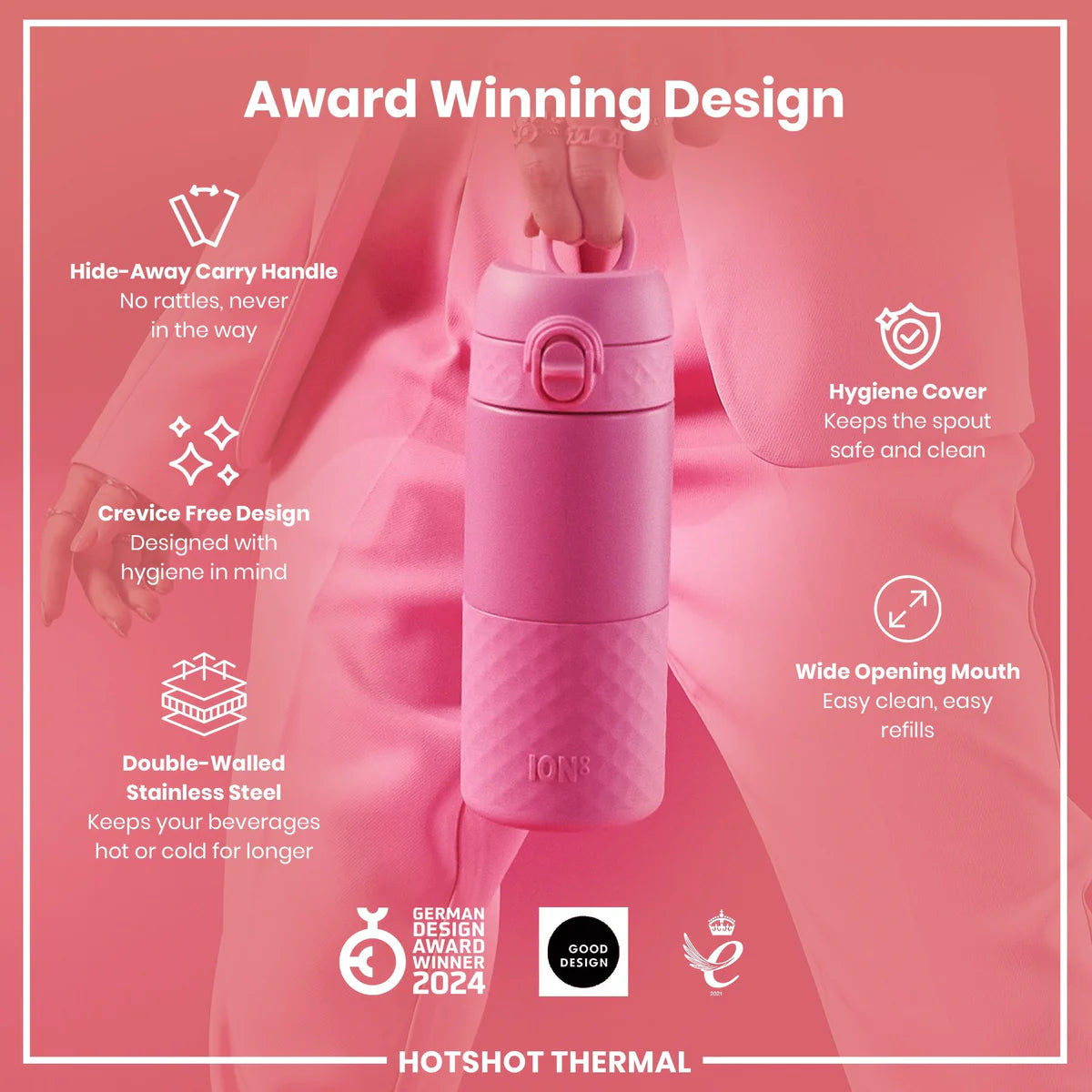 Insulated Stainless Steel Travel Mug 12oz- Rose Pink