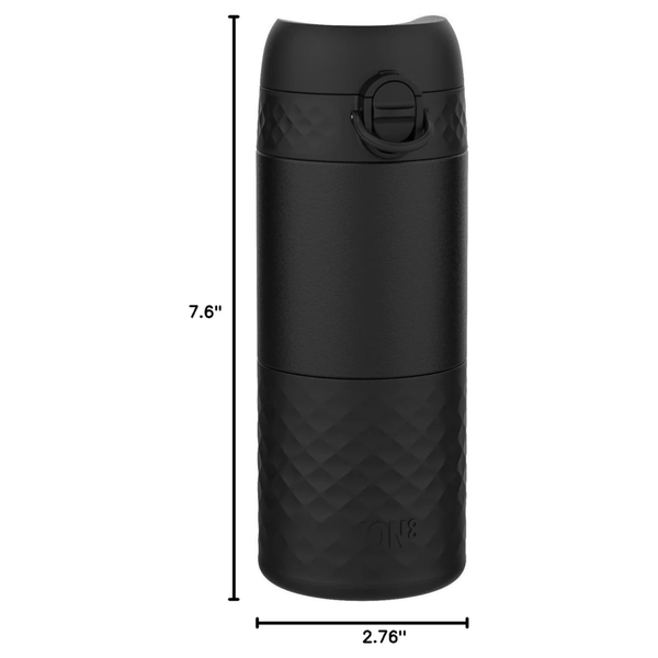 ION8 Insulated Travel Mug, 360 ml/12 oz, Leak Proof, Triple Lock Secure, Spill-Free in Transit, Hygienic Cover, Easy-to-Clean, Perfect On-The-Go, Black, Stainless Steel