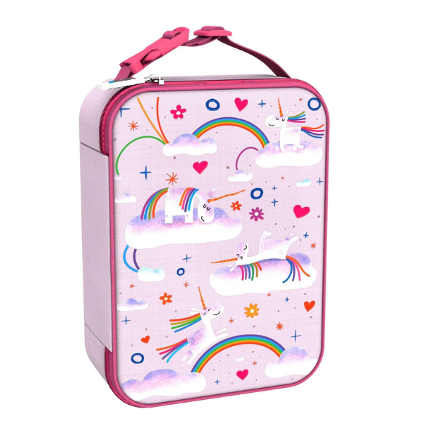 Kids Insulated Lunch Bag- Pink Unicorn Rainbows