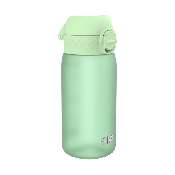 Ion8 Small Water Bottle,Pod 350 ml/12 oz, Leak Proof, Easy to Open, Secure Lock, Dishwasher Safe, BPA Free, Carry Handle, Hygienic Flip Cover, Easy Clean, Odor Free, Carbon Neutral, Surf Green