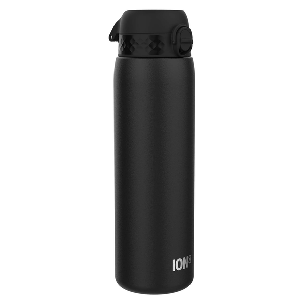 Ion8 Quench 1 Litre Stainless Lightweight Steel Steel Water Bottle, Leak Proof, Easy to Open, Secure Lock, Dishwasher Safe, Carry Handle, Hygienic Flip Cover, Easy Clean, Durable, Scratch Resistant, 1200 ml/40 oz, Black