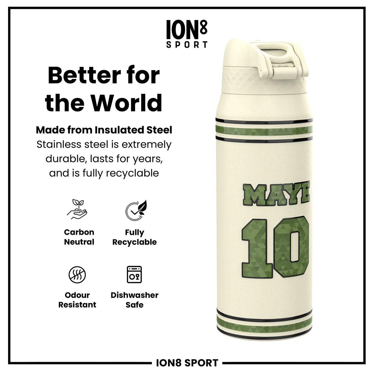 NFL x ION8 - Drake Maye Insulated Water Bottle - 750ml