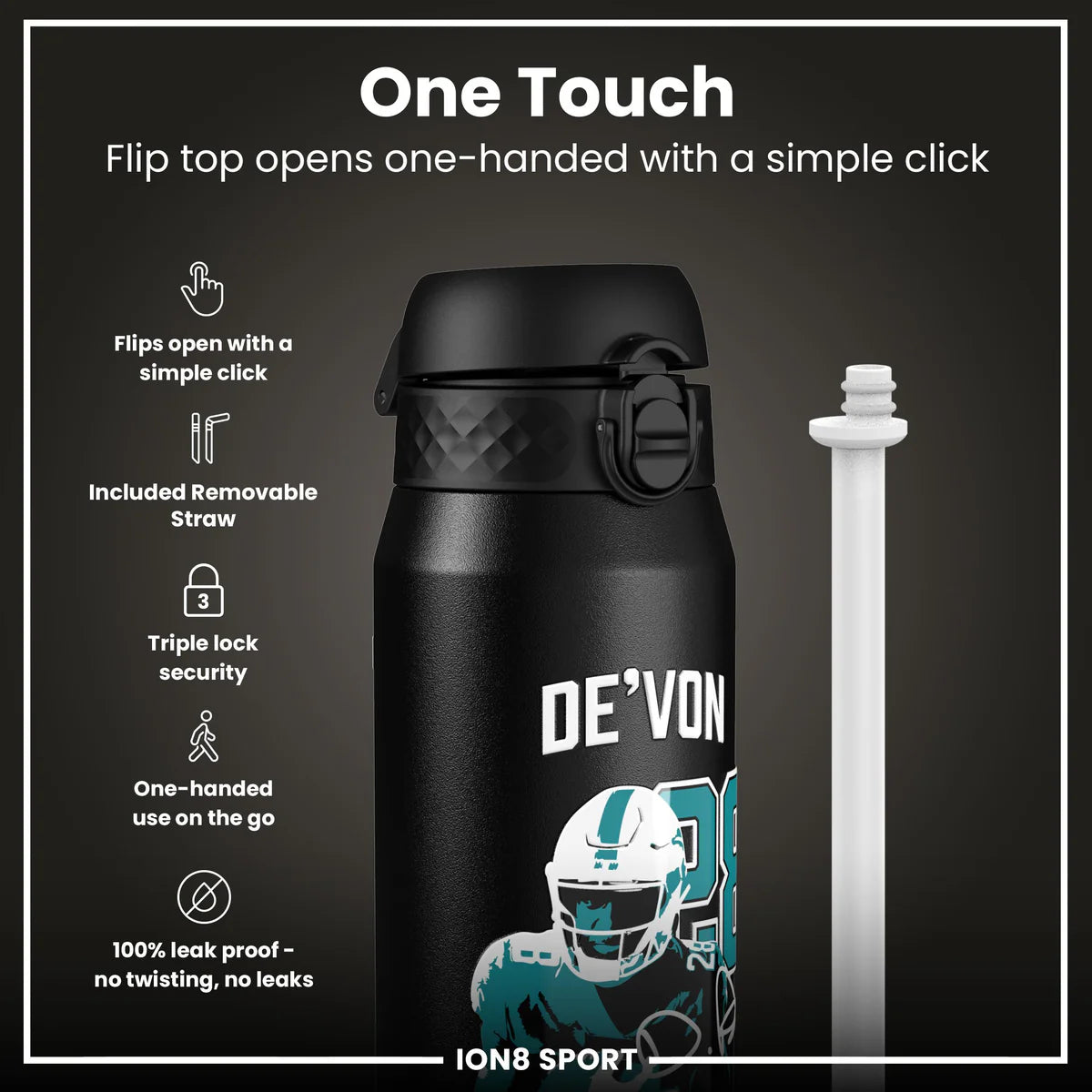 NFL x ION8 - De'Von Achane Insulated Water Bottle - 750ml