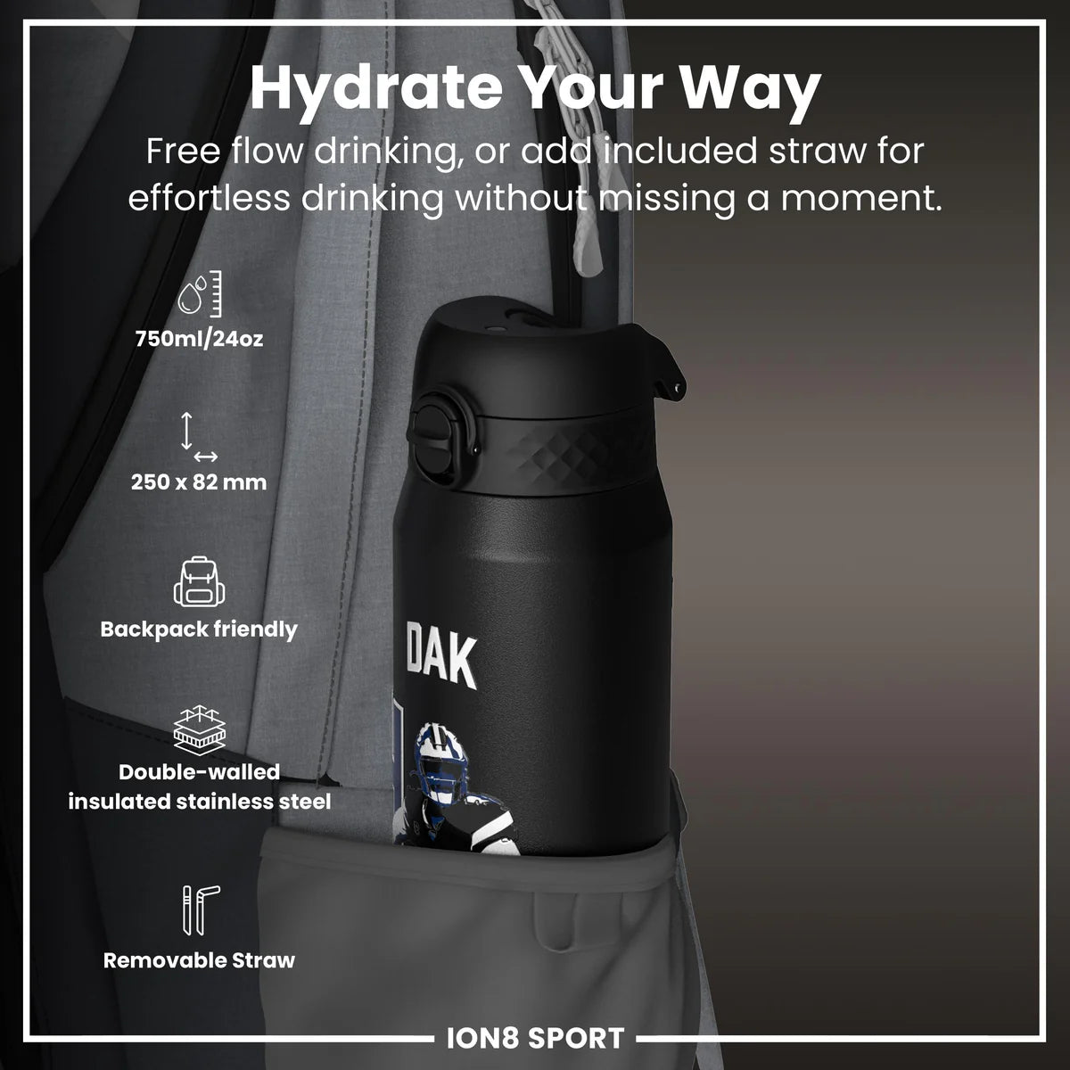 NFL x ION8 - Dak Prescott Insulated Water Bottle - 750ml
