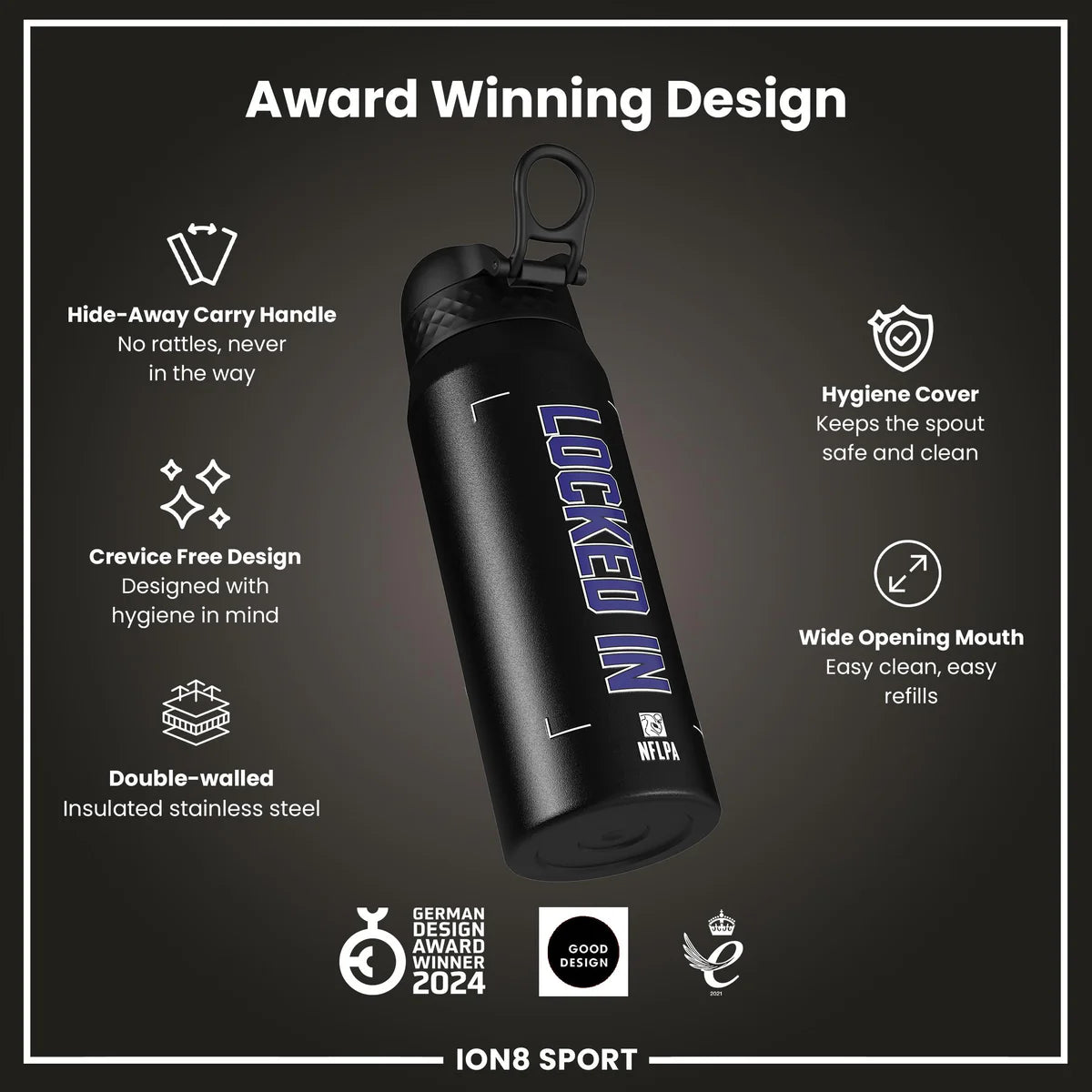 NFL x ION8 - Lamar Jackson Insulated Water Bottle - 750ml