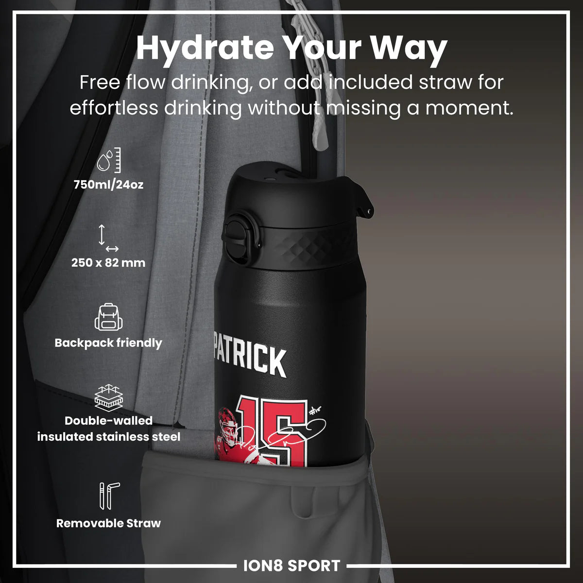 NFL x ION8 - Patrick Mahomes Insulated Water Bottle - 750ml