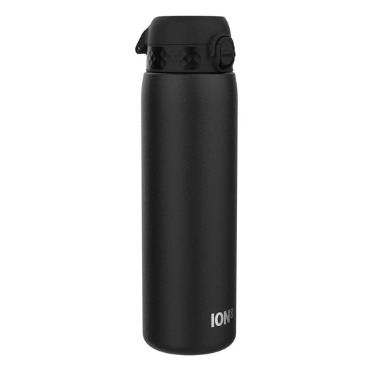 Leak Proof 1 Litre Water Bottle, Stainless Steel, Black, 1L Ion8