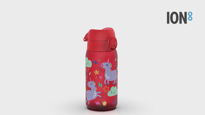 Leak Proof Kids Water Bottle, Recyclon, Red Unicorns, 350ml (12oz)
