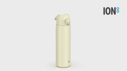Leak Proof Slim Water Bottle, Stainless Steel, Creamy White, 600ml (20oz)