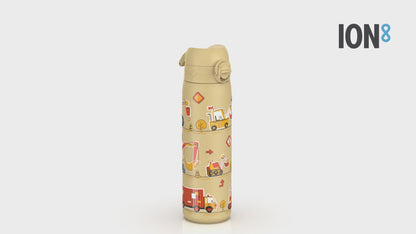 Leak Proof Slim Water Bottle, Stainless Steel, Diggers, 600ml (20oz)