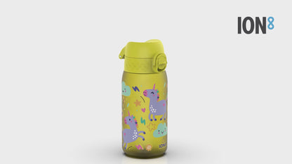 Leak Proof Kids Water Bottle, Recyclon, Yellow Unicorns, 350ml (12oz)