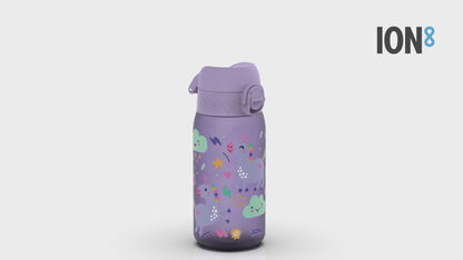 Leak Proof Kids Water Bottle, Recyclon, Purple Unicorns, 350ml (12oz)