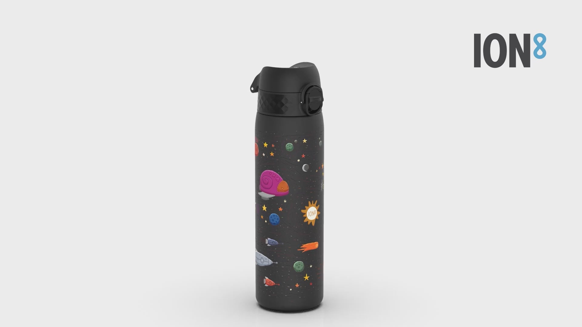 360 Video View of Ion8 Leak Proof Slim Water Bottle, BPA Free, Spaceships, 600ml (20oz)